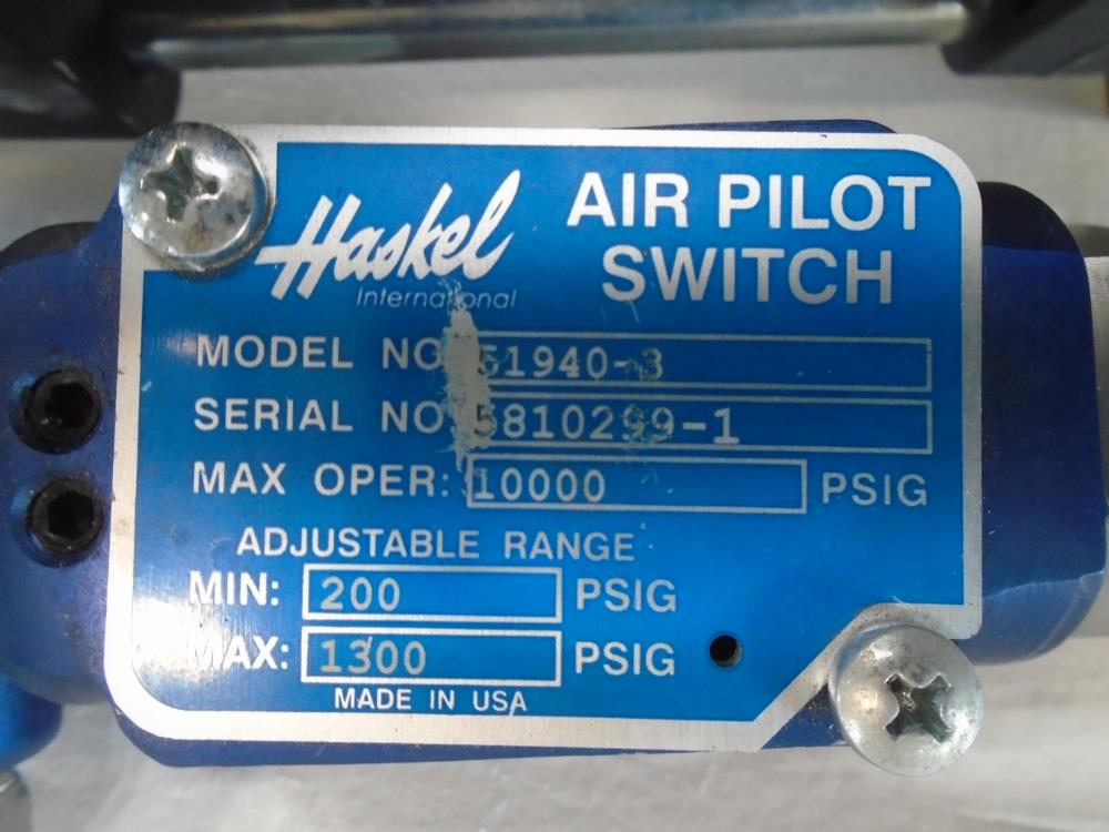 Haskel Air Amplifier AA-8-C with Pilot Switch 51940-3